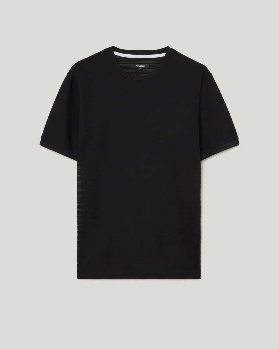 Stripe Jacquard Tee, Black, hi-res